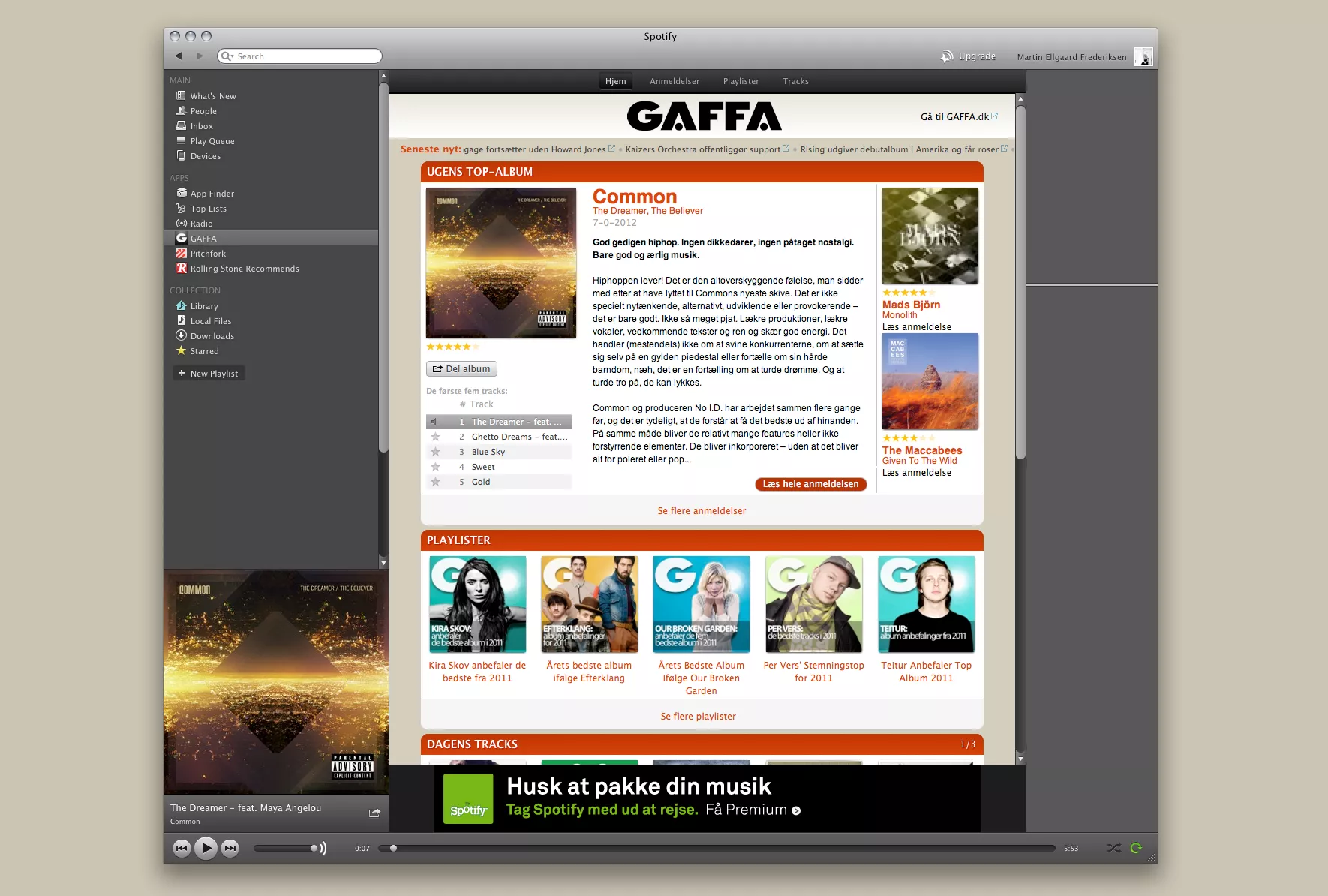 GAFFAs Spotify-app er i luften