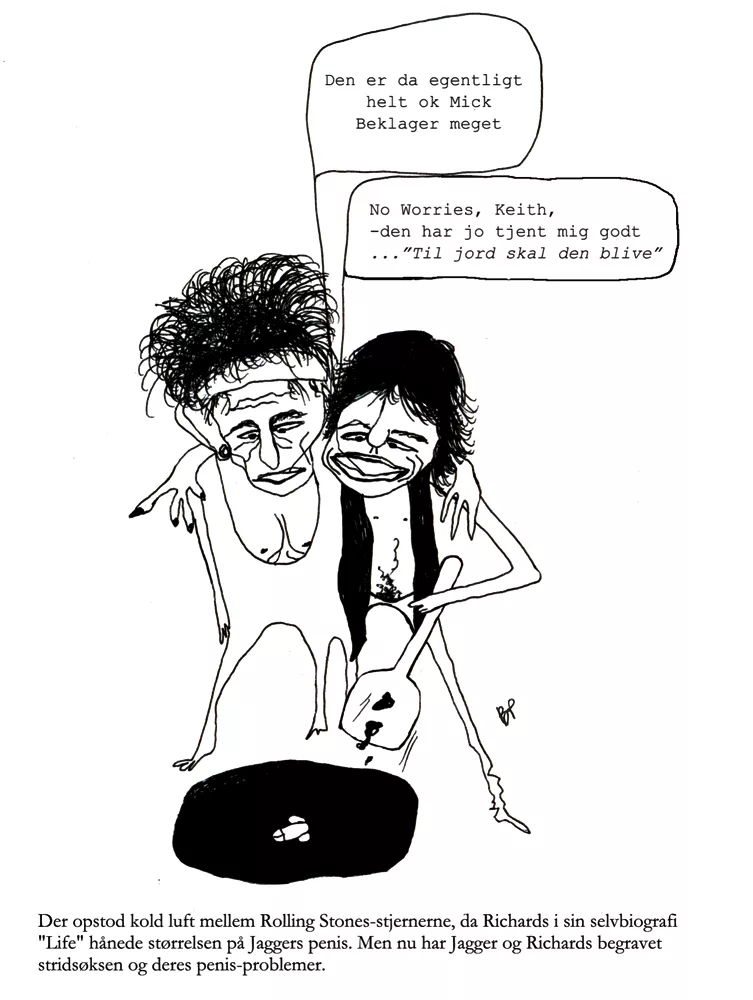 Se satiretegninger om Jaggers penis og Linnets sexliv