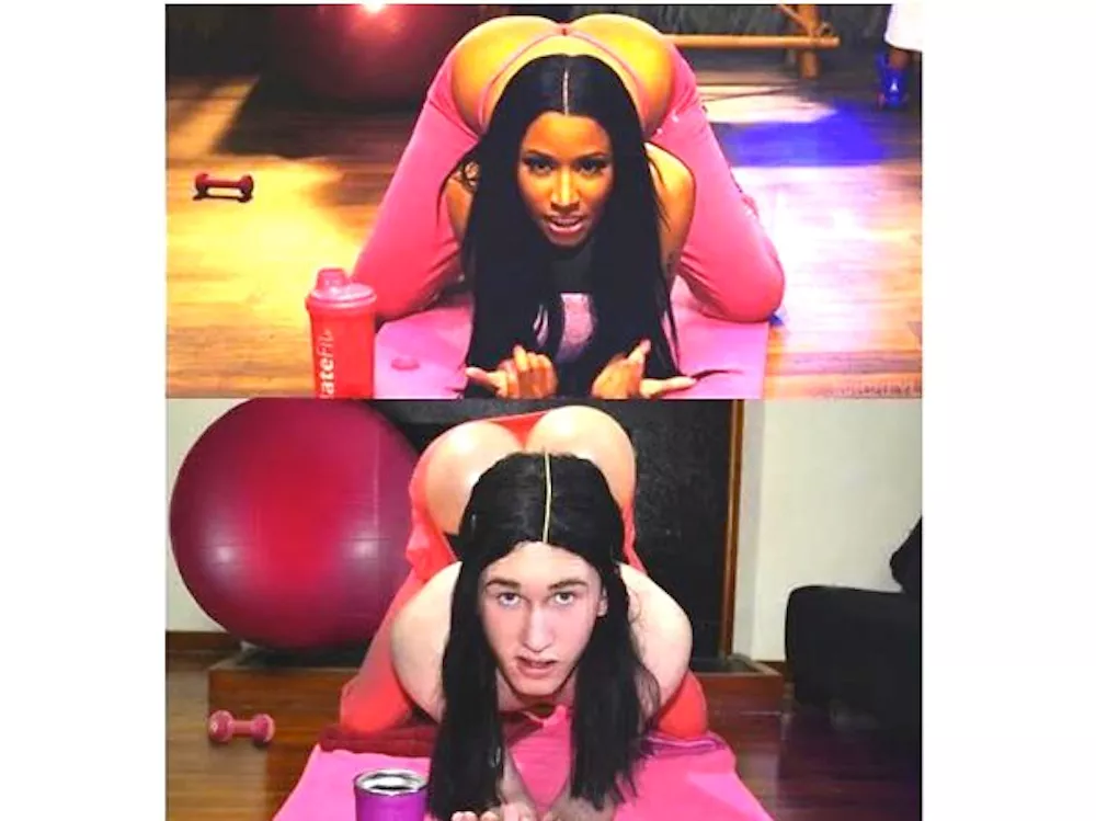 Se dreng efterligne kvindelige musikere