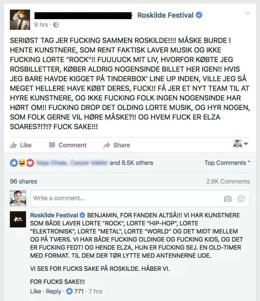 Läs Roskildes genialiska svar på argsint kommentar