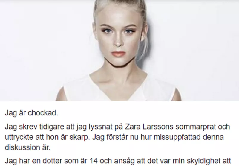 Facebookstatus om Zara Larsson närmar sig svenskt rekord