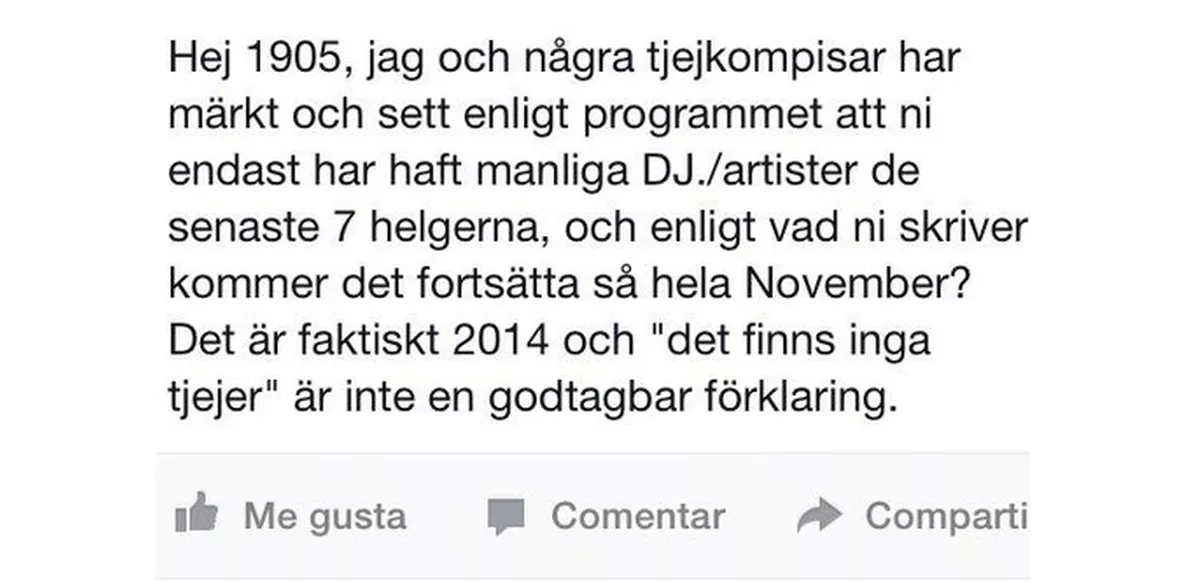 Klagade på manlig DJ-dominans – Facebook-tråden låstes