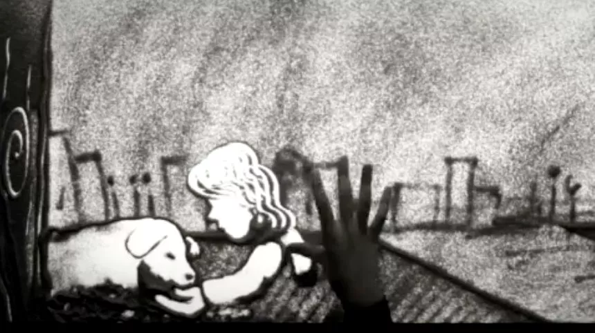 Outlandish klar med animeret sand-video