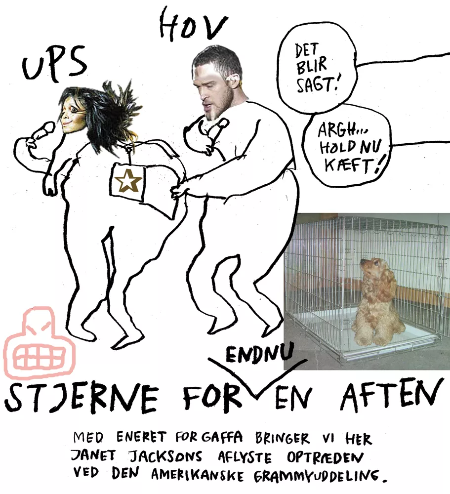 Fra arkivet: Se satiretegninger om Janets bryst-flash med mere