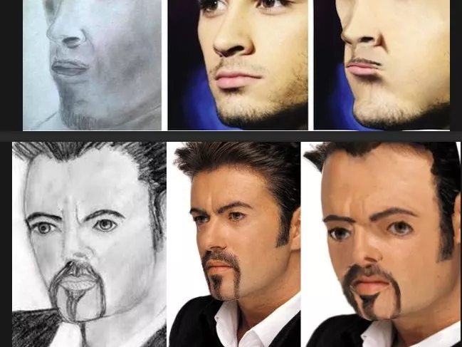 Hysteriskt kul när popstjärnor mixas med hemska porträtt