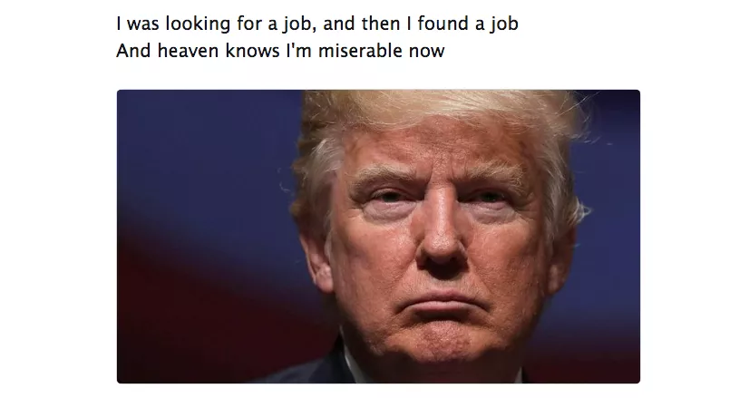 Morrissey-citater kombineret med fotos af Trump – genialt