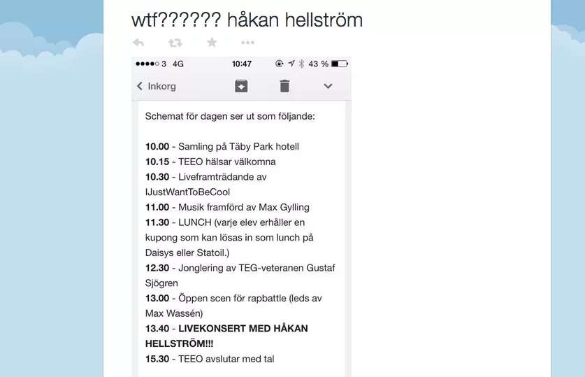 Skolelever lurades på Håkan Hellström-konsert
