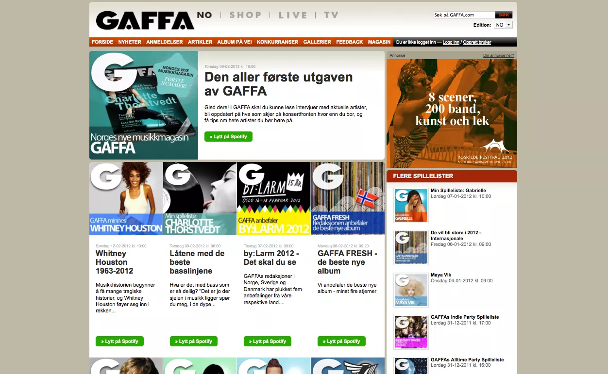 GAFFAs app nå tilgjengelig i Spotify