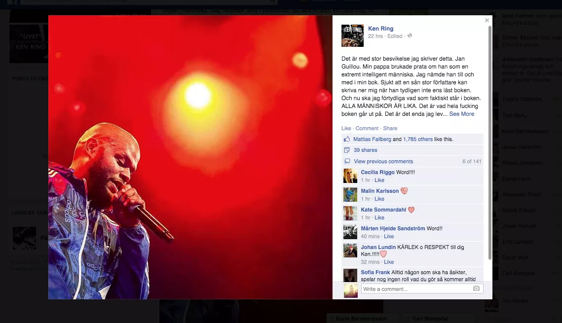 Läs Ken Rings upprörda ord om Jan Guillou